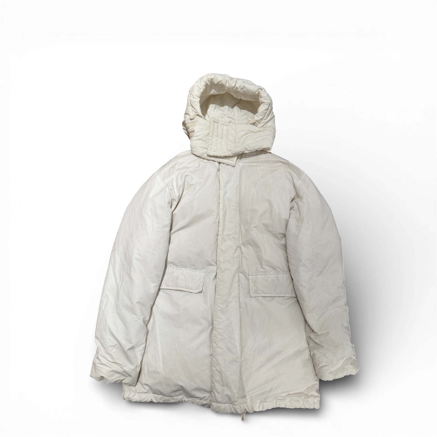 Helmut Lang AW98 White Hooded Down Parka