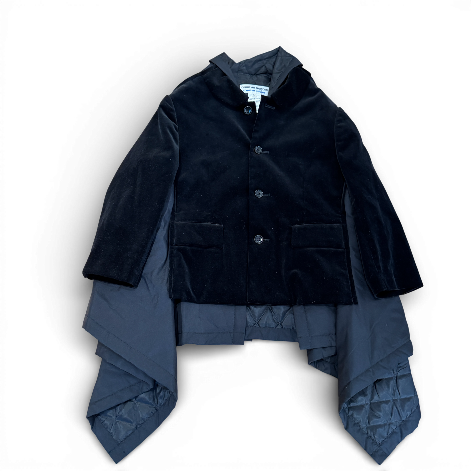 Comme Des Garcons 2000s by Rei Kawakubo Velvet Nylon Reconstructed Layered Jacket