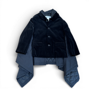 Comme Des Garcons 2000s by Rei Kawakubo Velvet Nylon Reconstructed Layered Jacket