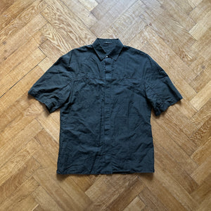 Berluti Anthracite Linen Short Sleeve Shirt