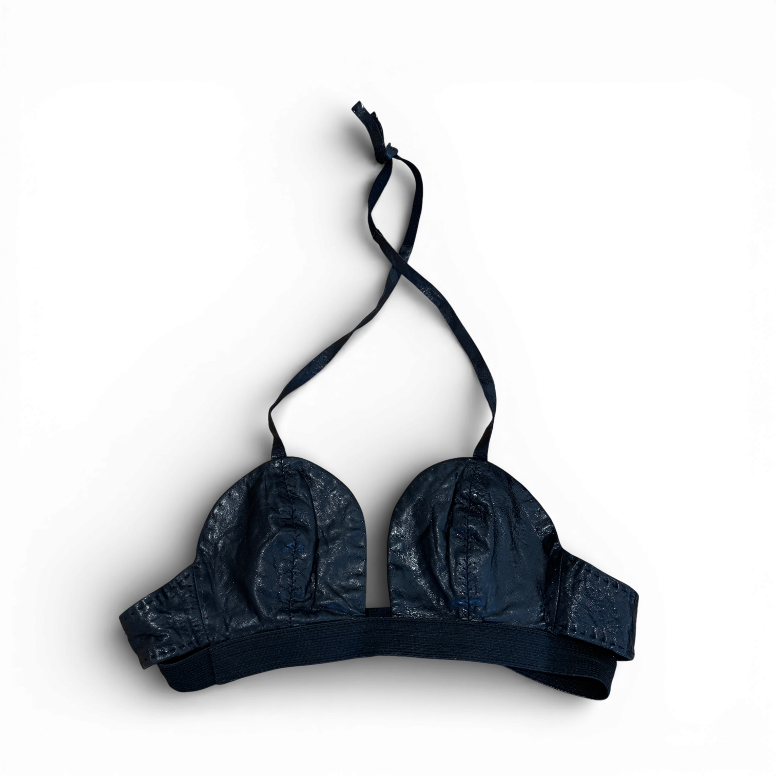 Helmut Lang 2000s Black Leather Bustier