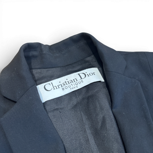 Christian Dior AW04 by John Galliano Studded Leather Strap Black Blazer