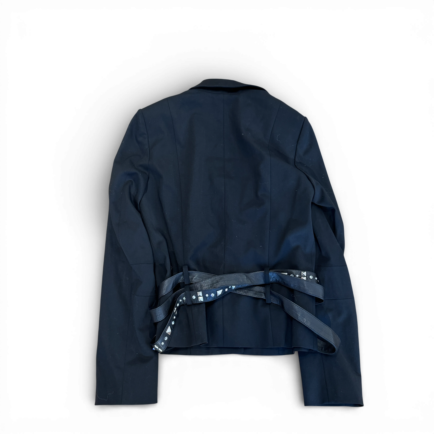 Christian Dior AW04 by John Galliano Studded Leather Strap Black Blazer