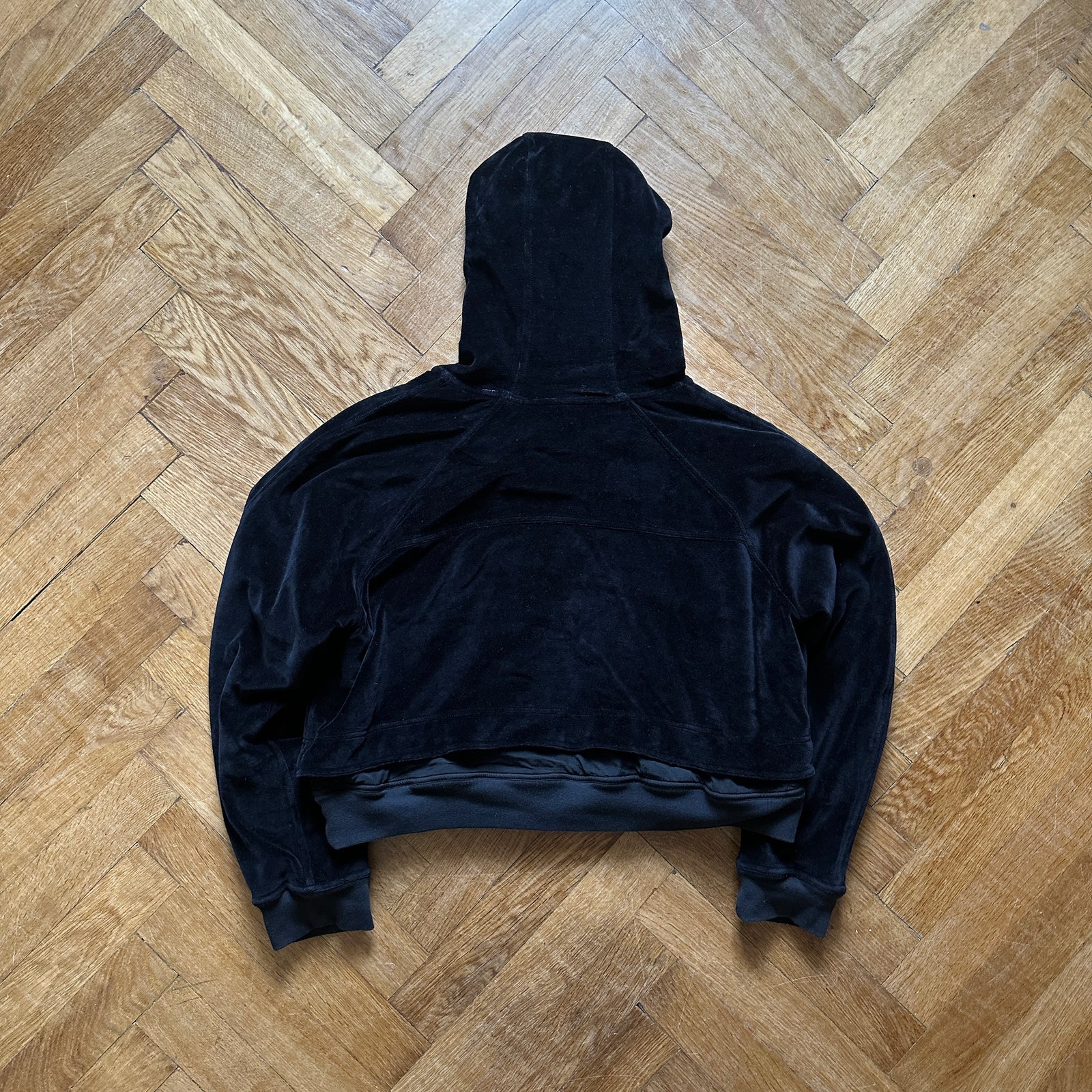 Haider Ackermann FW15 Cropped Velvet Double Layer Hoodie