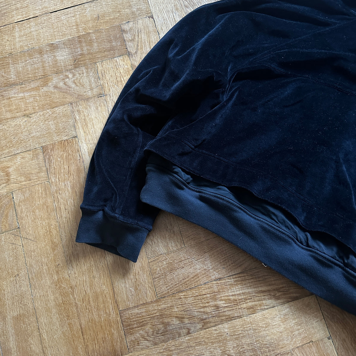 Haider Ackermann FW15 Cropped Velvet Double Layer Hoodie