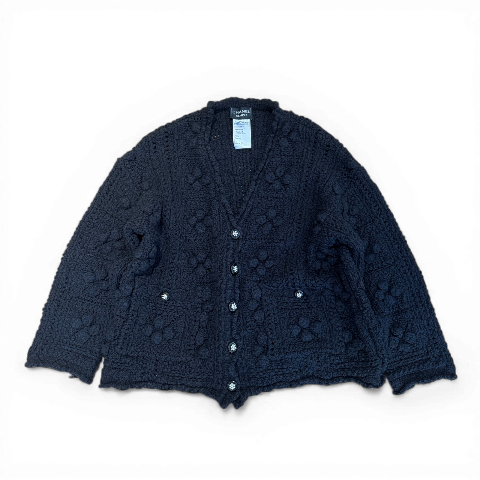 Chanel 2025 Cruise Black Crochet Knit Cardigan Sample