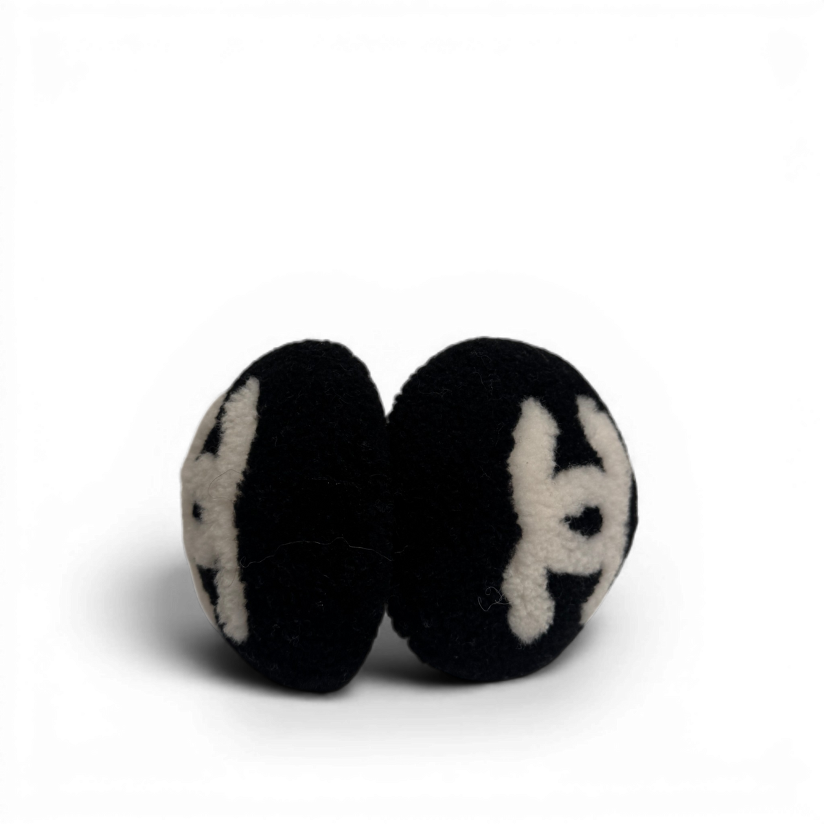 Chanel 2025 Coco Neige Black Shearling CC Logo Earmuffs Sample