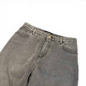 Chanel SS24 Embroidered Floral Cut Out Flared Grey Denim Sample