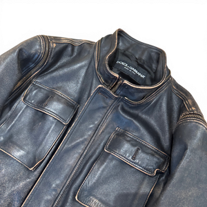 Dolce & Gabbana AW03 Distressed Multi Zip Horsr Leather Jacket