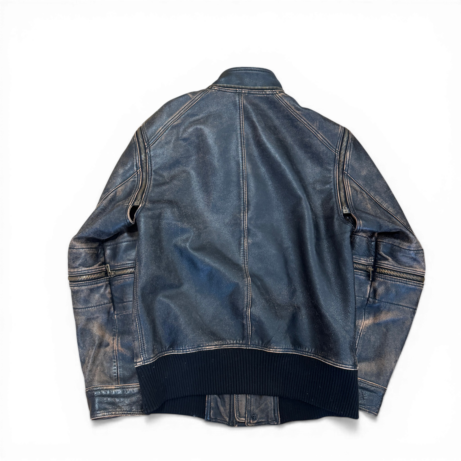 Dolce & Gabbana AW03 Distressed Multi Zip Leather Jacket