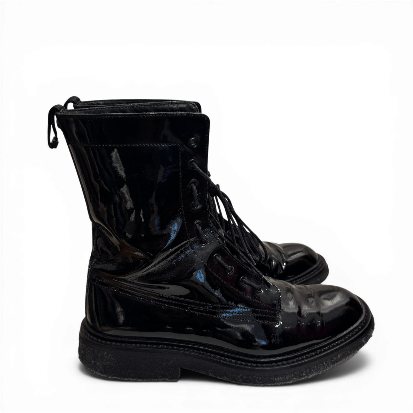 Dior Homme AW07 Navigate Black Patent Leather Combat Boots