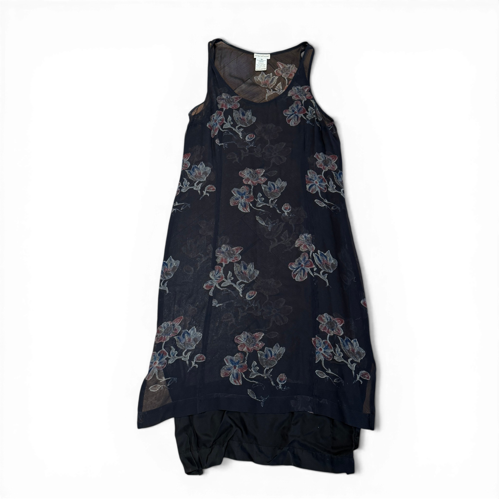 Dries Van Noten 90s Sheer Floral Silk Dress