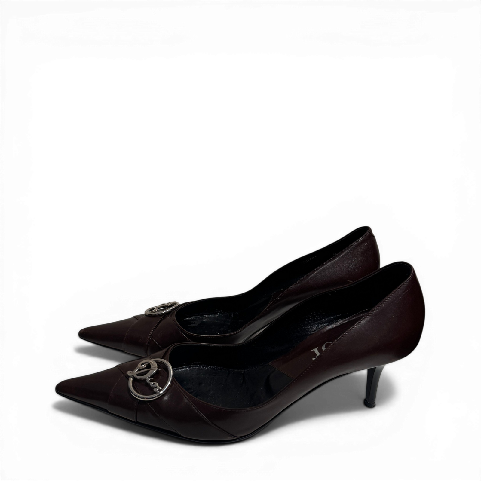 Christian Dior by John Galliano 2002 Metal Logo Chocolate Heels