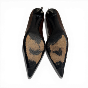 Christian Dior by John Galliano 2002 Metal Logo Chocolate Heels