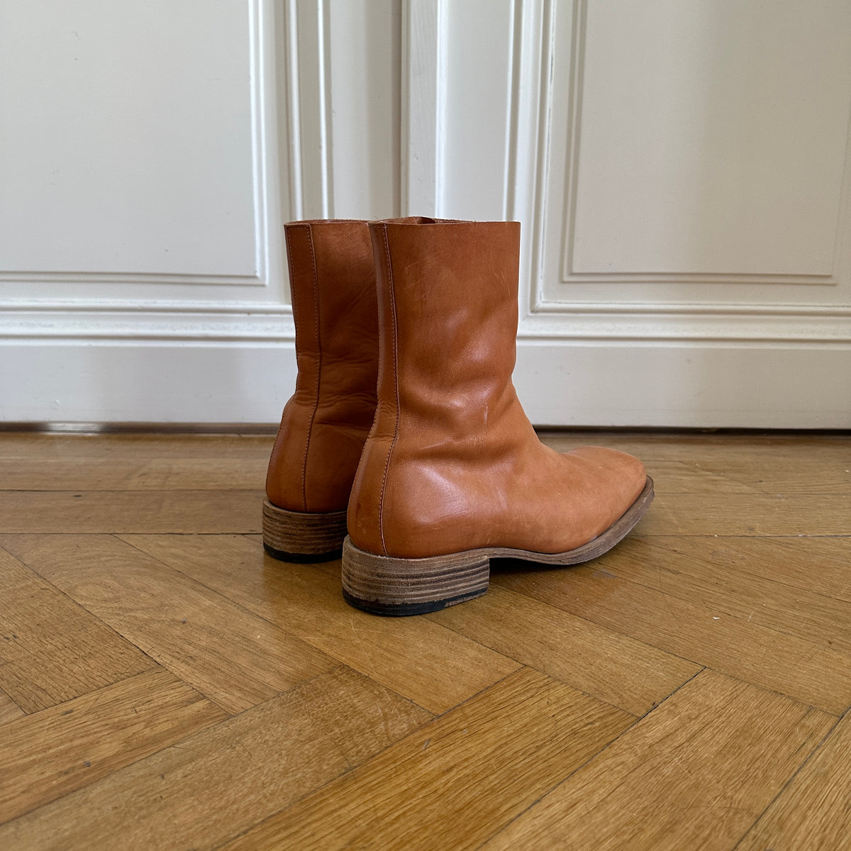 Maison Martin Margiela 2002 Artisanal Square Toe Boots