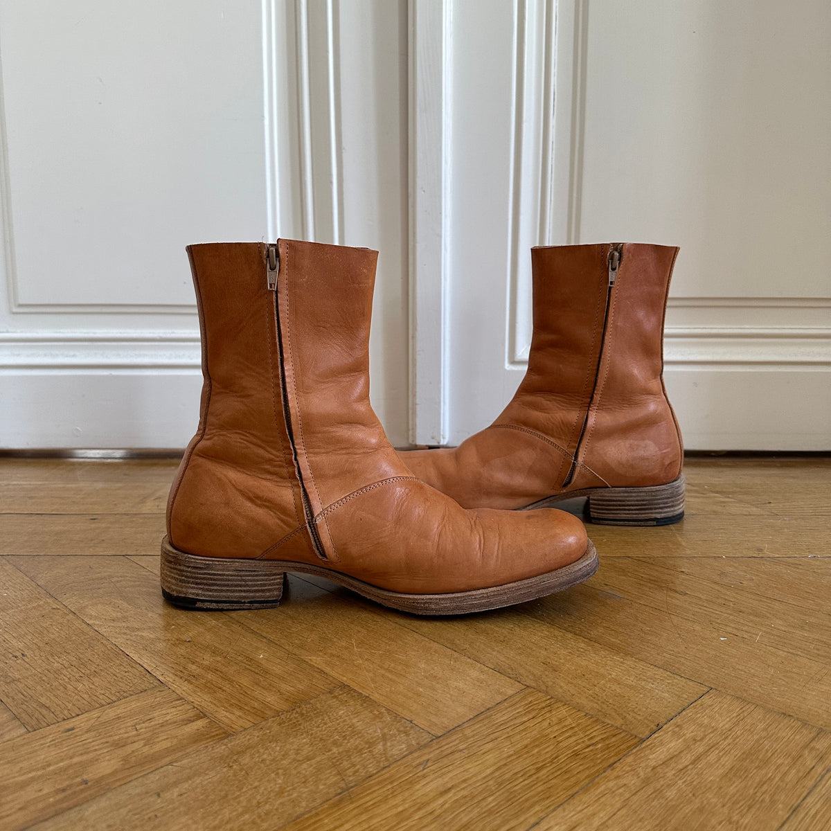 Maison Martin Margiela 2002 Artisanal Square Toe Boots