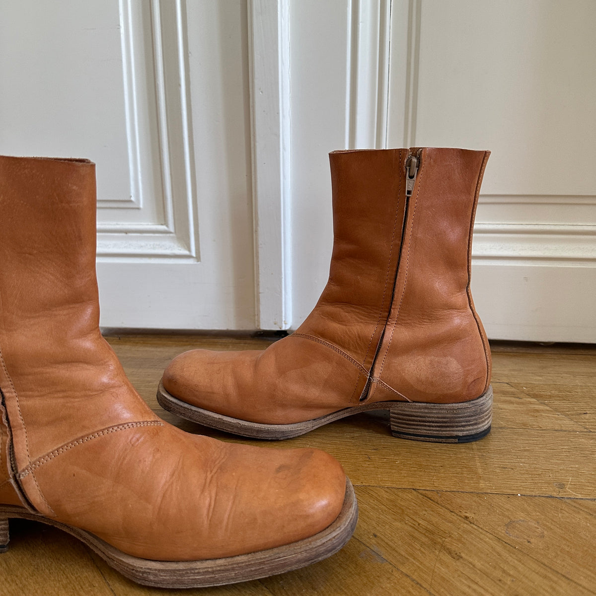 Maison Martin Margiela 2002 Artisanal Square Toe Boots