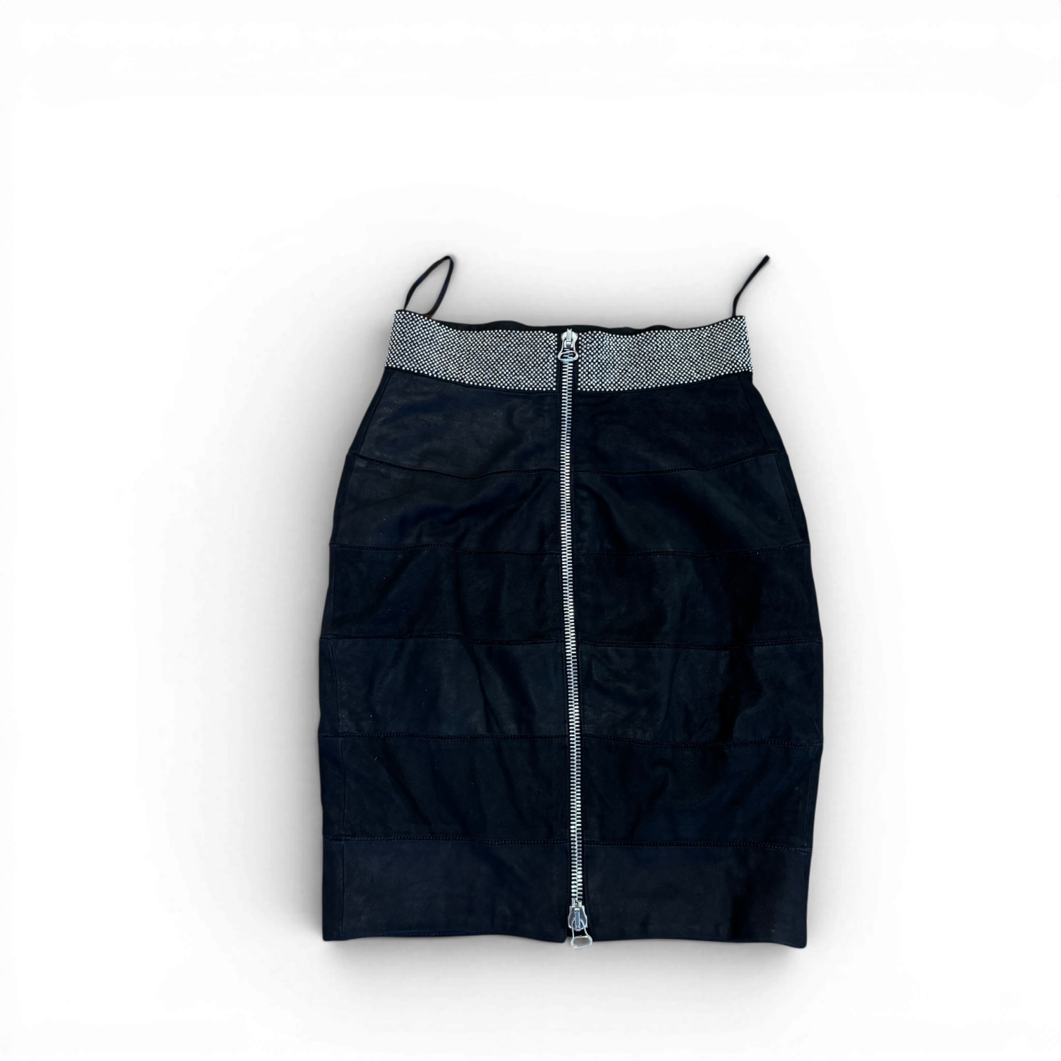 Balmain by Christophe Decarnin Paneled Leather Studded Bow Skirt