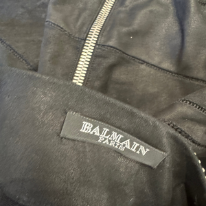 Balmain by Christophe Decarnin Paneled Leather Studded Bow Skirt
