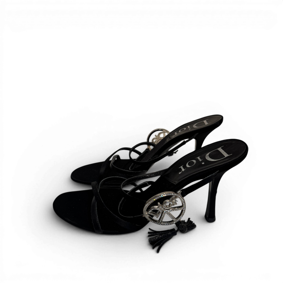 Christian Dior SS05 by John Galliano Crystal Peace Logo Strappy Heels
