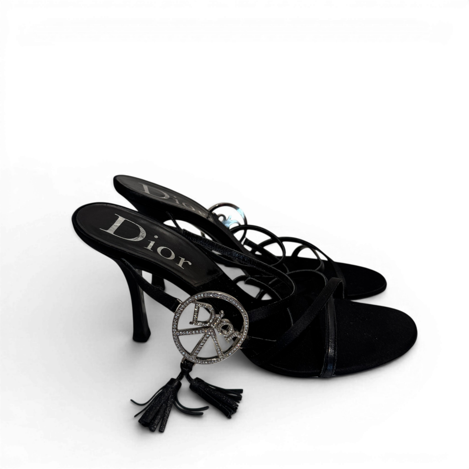 Christian Dior SS05 by John Galliano Crystal Peace Logo Strappy Heels