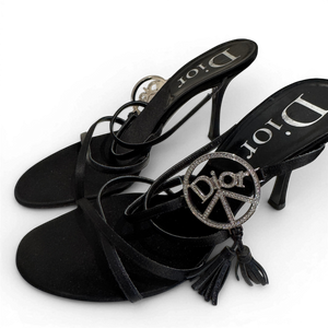 Christian Dior SS05 by John Galliano Crystal Peace Logo Strappy Heels