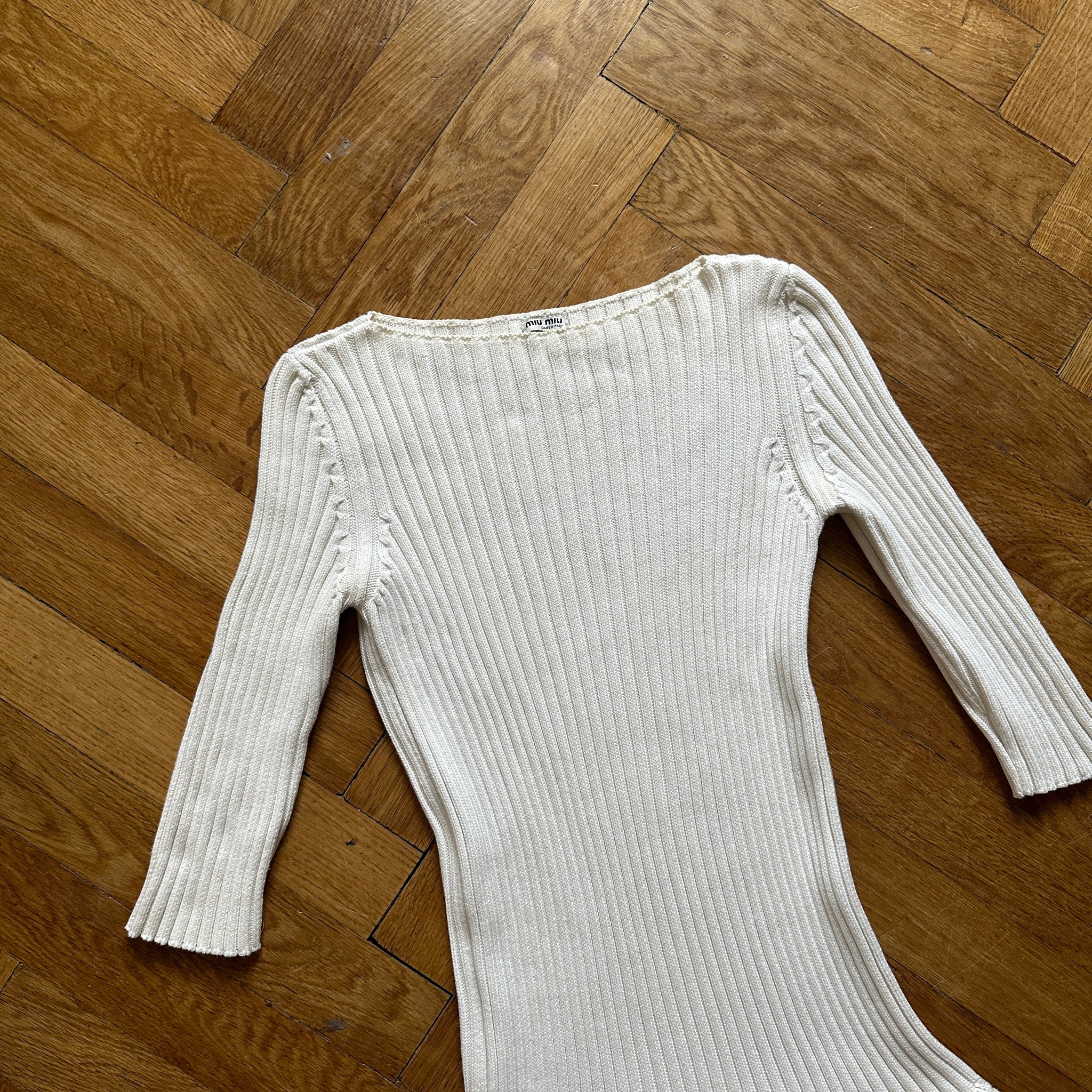 miu miu ribbed knit jersey dress Miu Miu Ribbed Knit Jersey Dress, Woman, White, Size L