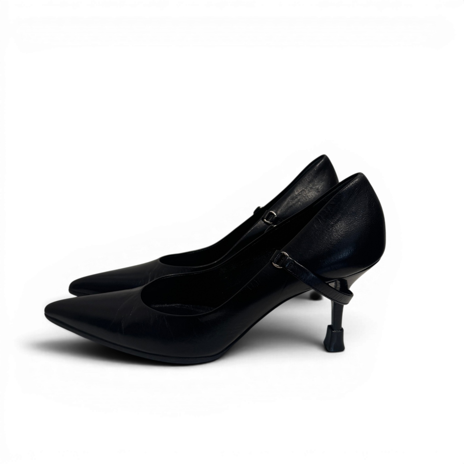 Helmut Lang 90s Black Leather Strapped Heels