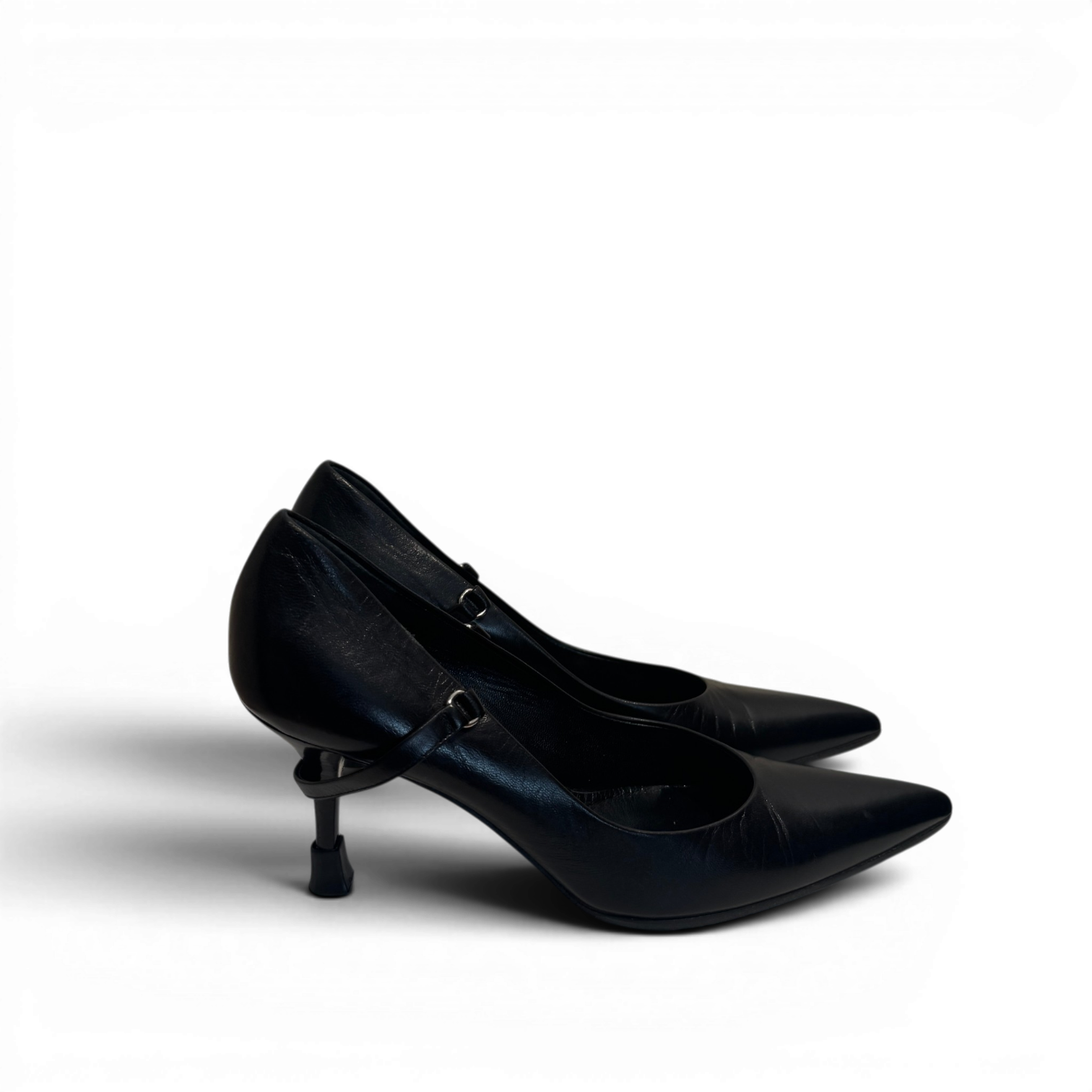 Helmut Lang 90s Black Leather Strapped Heels