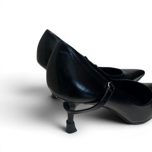 Helmut Lang 90s Black Leather Strapped Heels