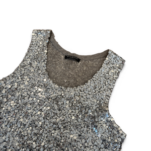 Balmain SS08 by Christophe Decarnin Embellished Metallic Silk Dress
