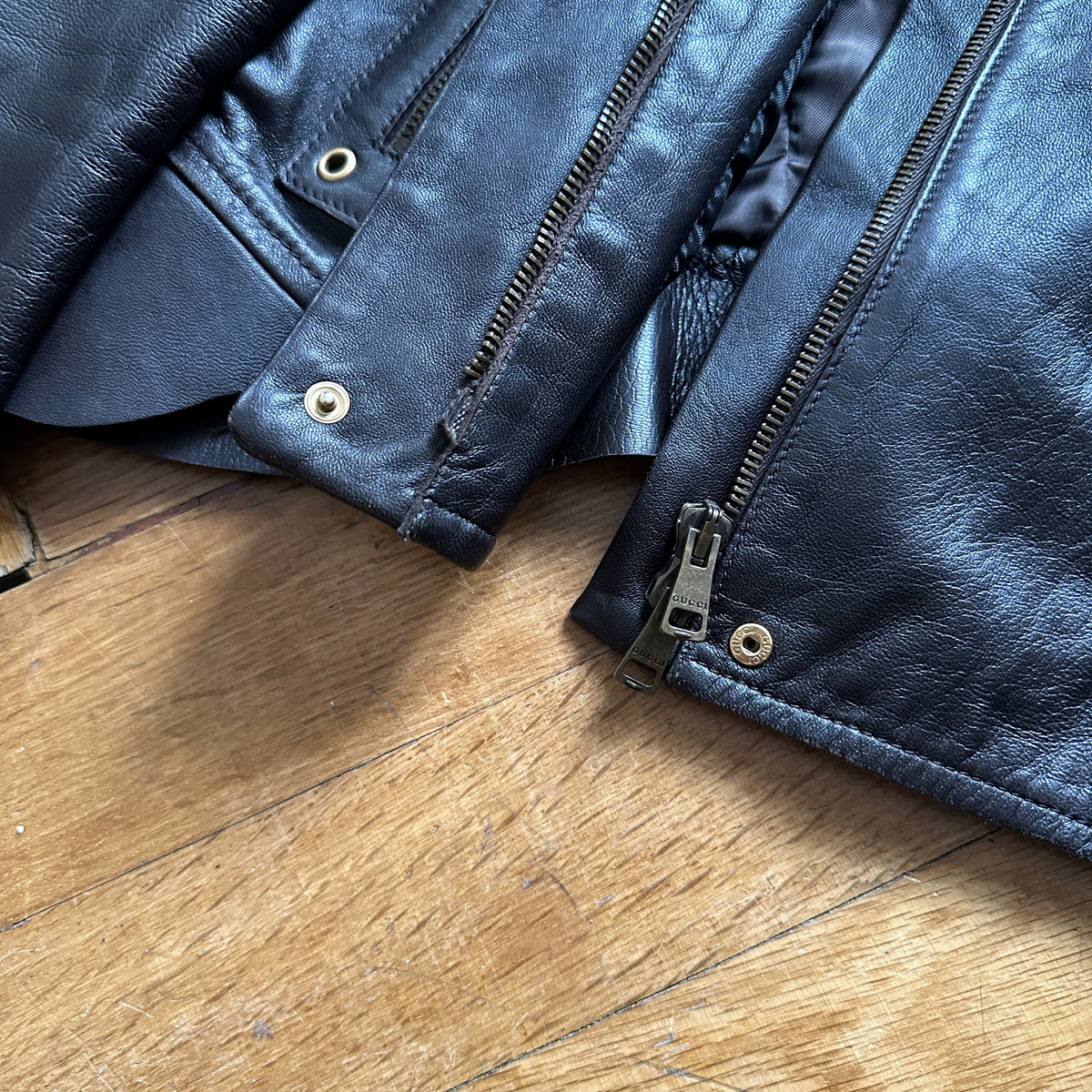 Gucci by Tom Ford 2000s Brown Paneled Leather Jacket