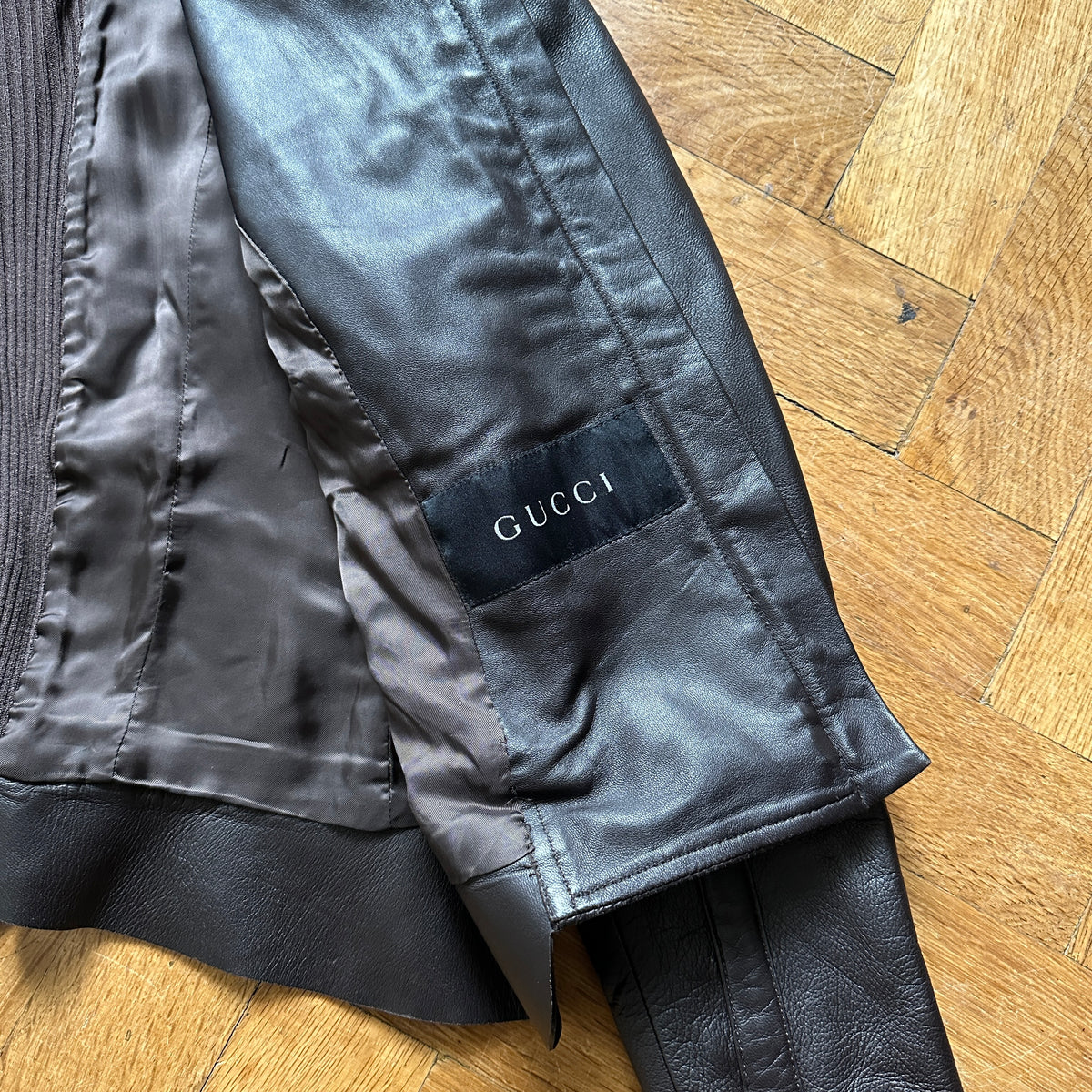 Gucci by Tom Ford 2000s Brown Paneled Leather Jacket