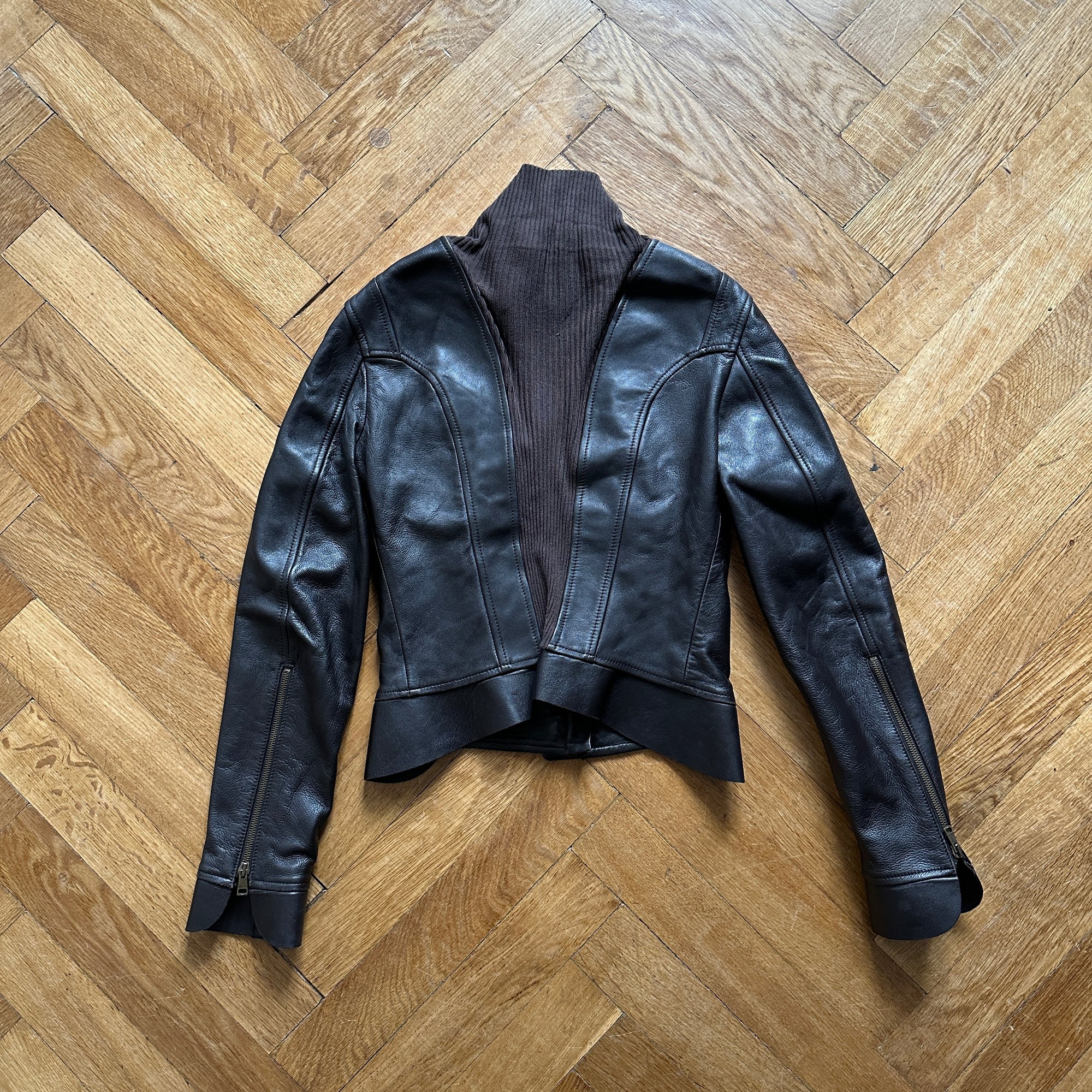 Gucci by Tom Ford 2000s Brown Paneled Leather Jacket
