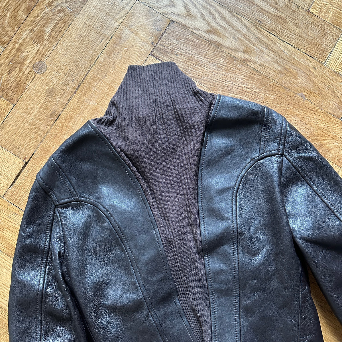 Gucci by Tom Ford 2000s Brown Paneled Leather Jacket