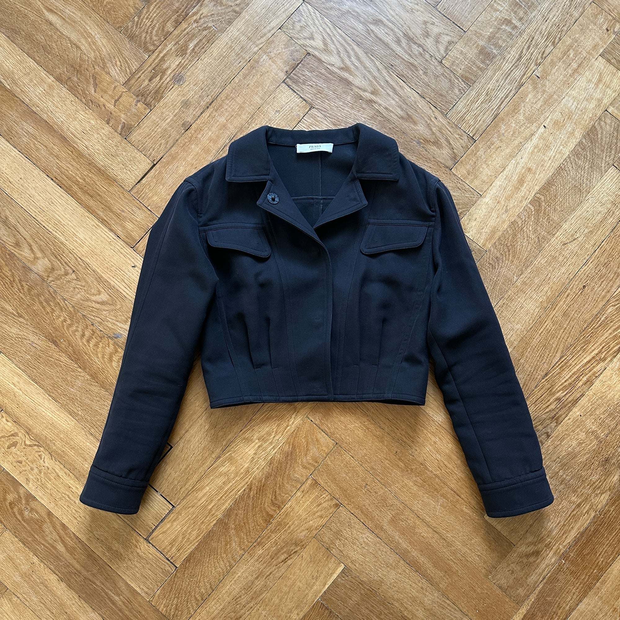 Prada 2009 Black Cropped Wool Jacket