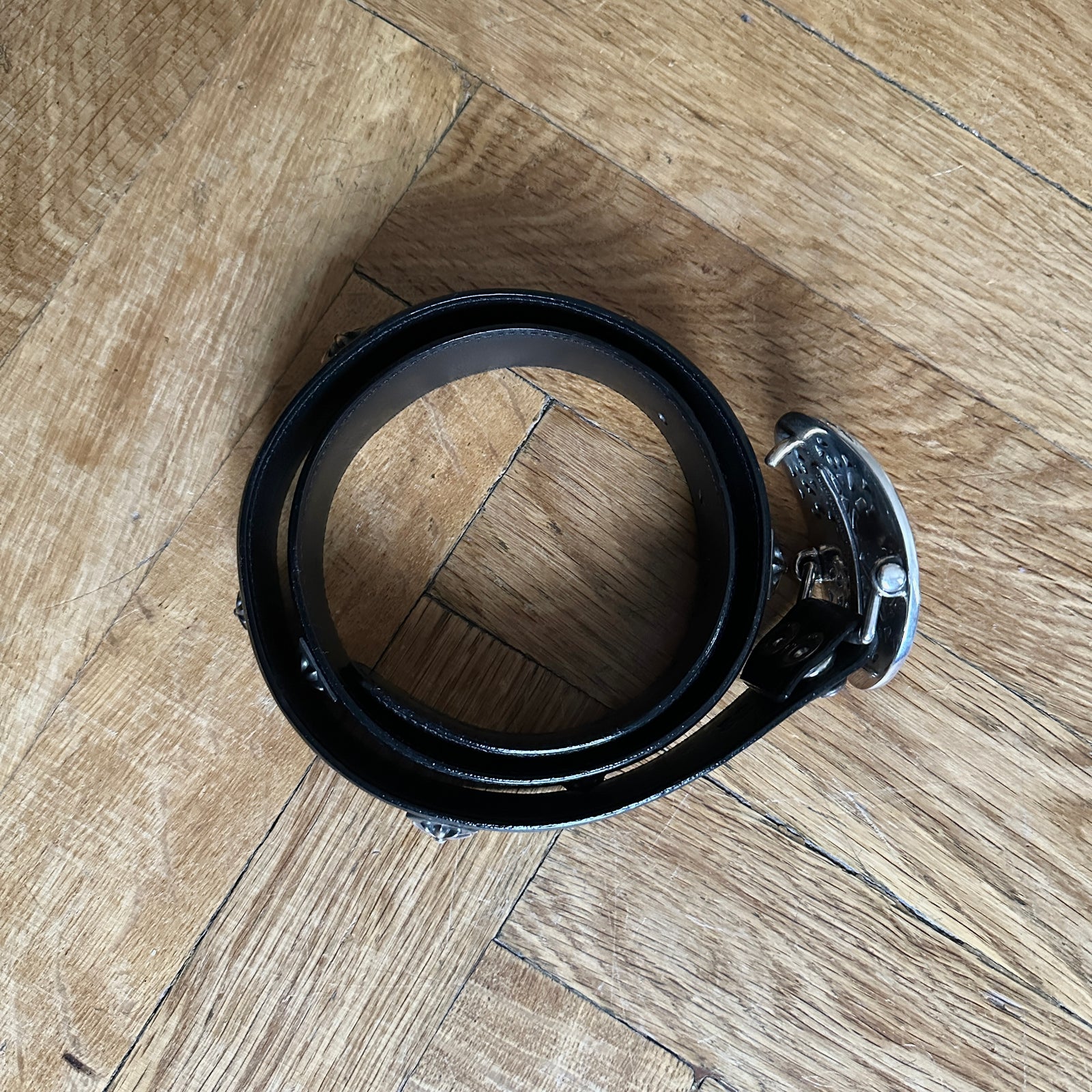 Chrome Hearts Black Leather Studded Belt