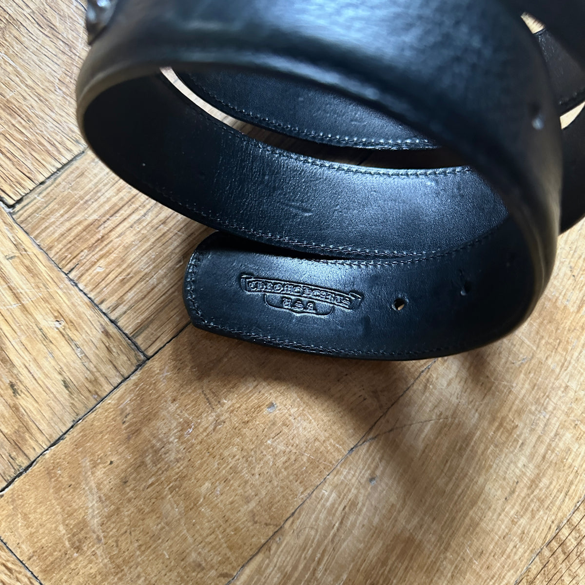 Chrome Hearts Black Leather Studded Belt