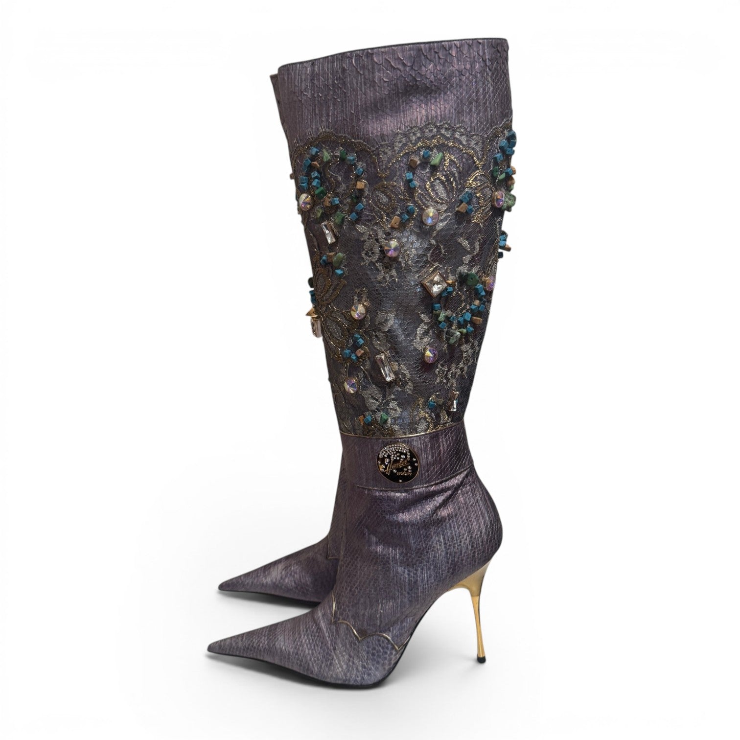 Hamlet Couture 2000s Handmade Embellished Python Boots