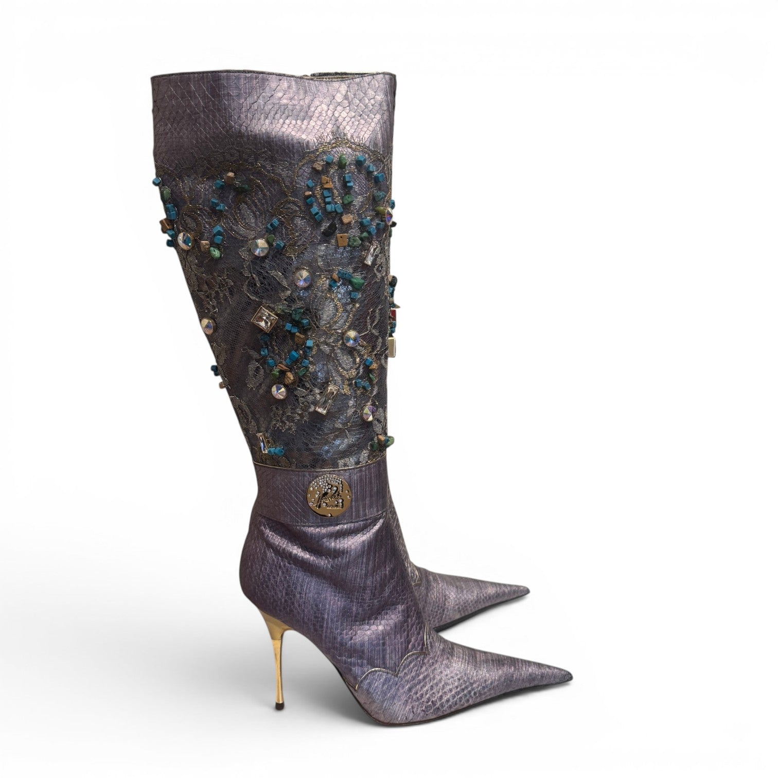 Hamlet Couture 2000s Handmade Embellished Python Boots