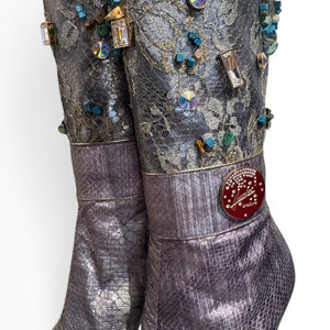 Hamlet Couture 2000s Handmade Embellished Python Boots