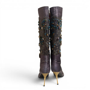 Hamlet Couture 2000s Handmade Embellished Python Boots