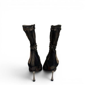 El Dantes 2000s Patched Studded Denim Heeled Boots