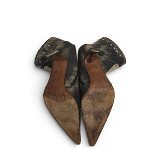 El Dantes 2000s Patched Studded Denim Heeled Boots