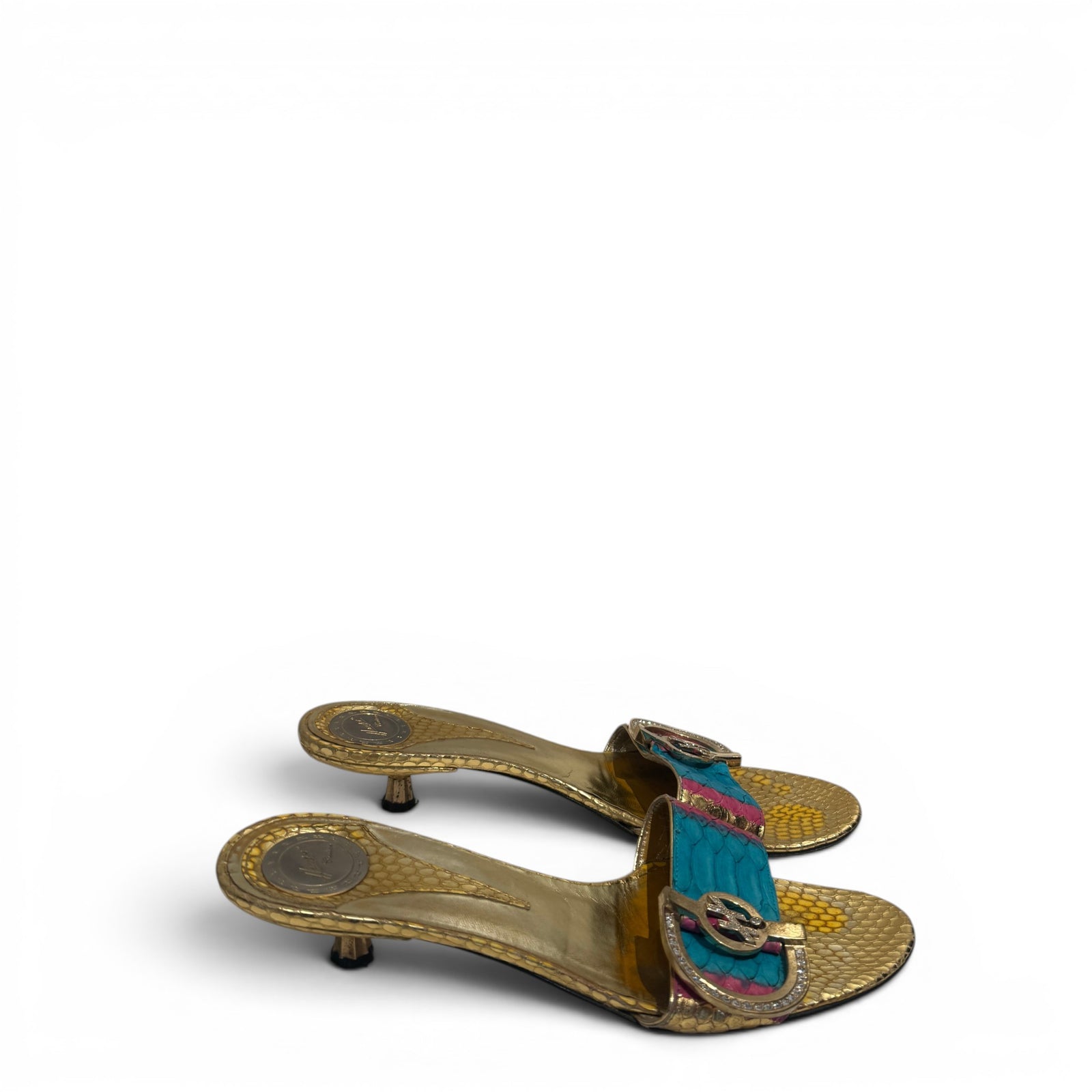 Hamlet Couture 2000s Multicolor Python Heeled Sandals