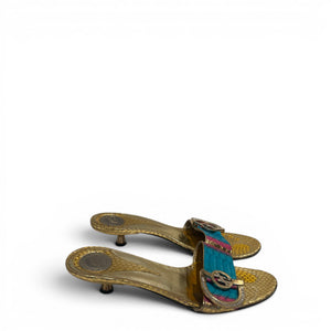 Hamlet Couture 2000s Multicolor Python Heeled Sandals