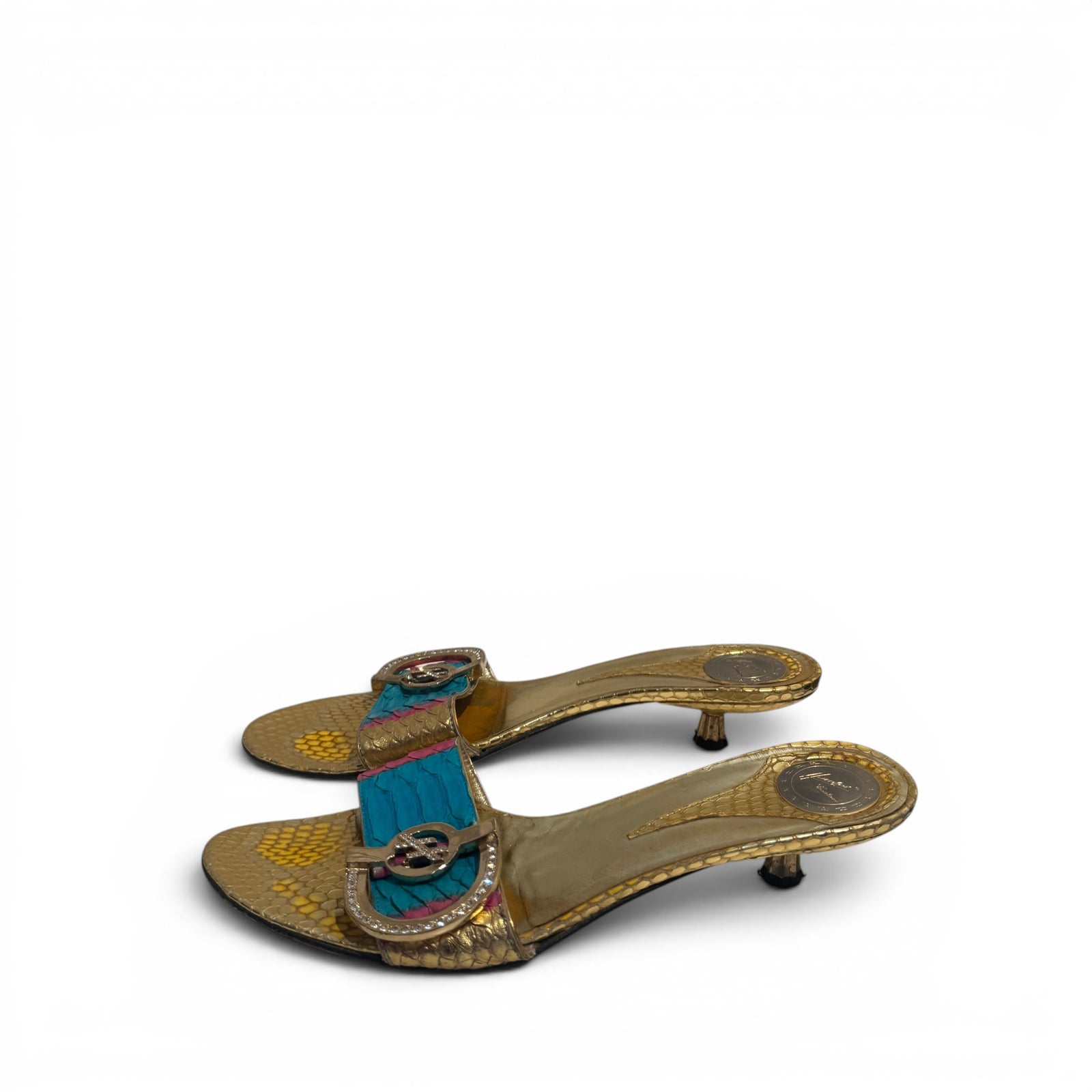 Hamlet Couture 2000s Multicolor Python Heeled Sandals