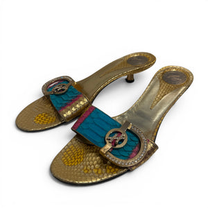 Hamlet Couture 2000s Multicolor Python Heeled Sandals