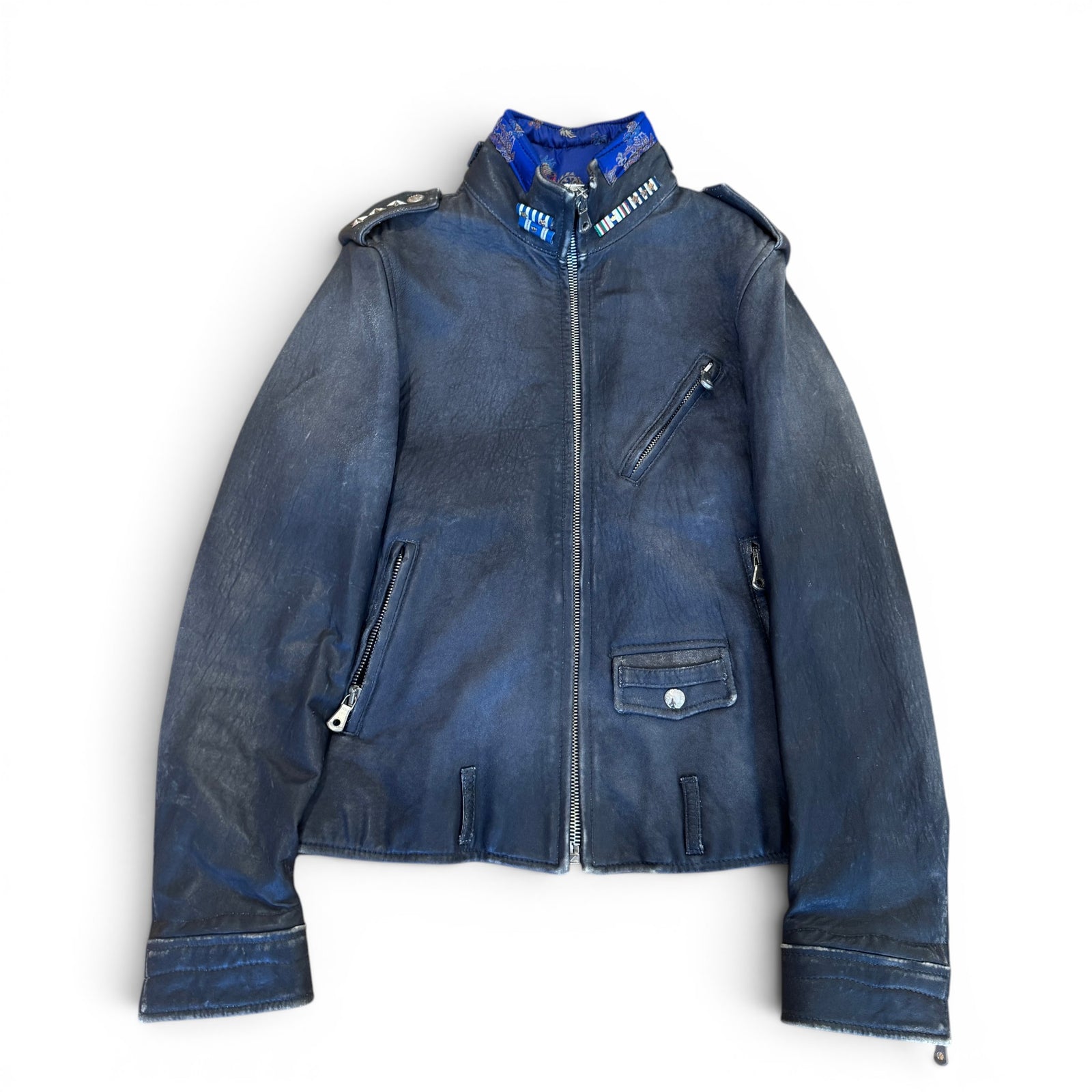 Dolce & Gabbana 2000s Distressed Officer Leather Jacket