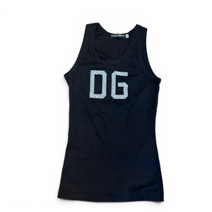 Dolce & Gabbana 2000s Crystal Embellished Logo Tank Top